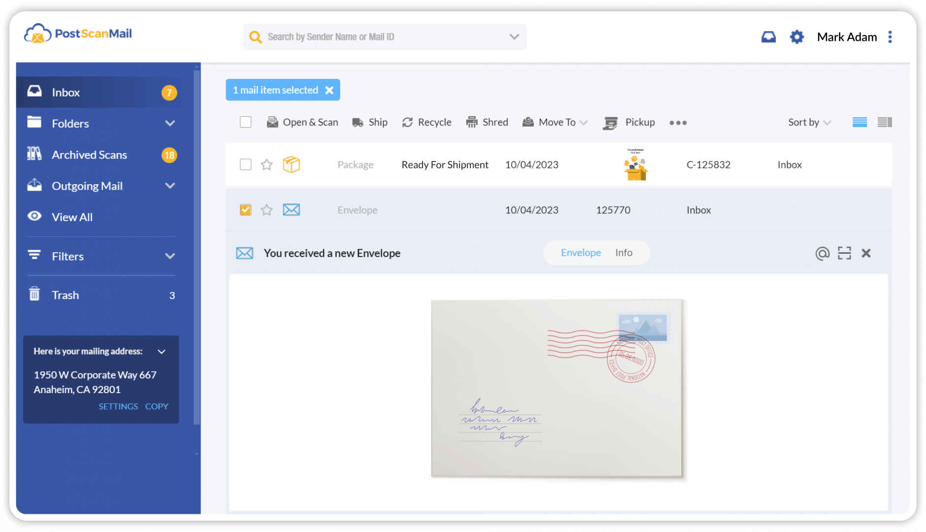 Comprehensive Virtual Mailbox Features and Services PostScan Mail