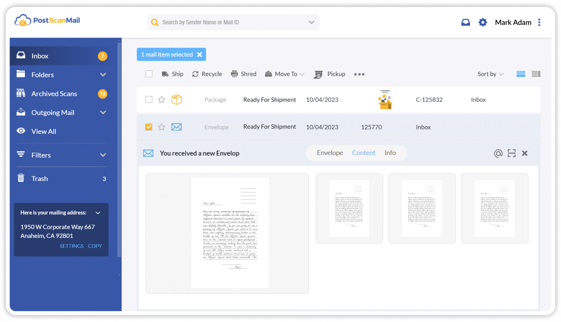 Comprehensive Virtual Mailbox Features and Services PostScan Mail